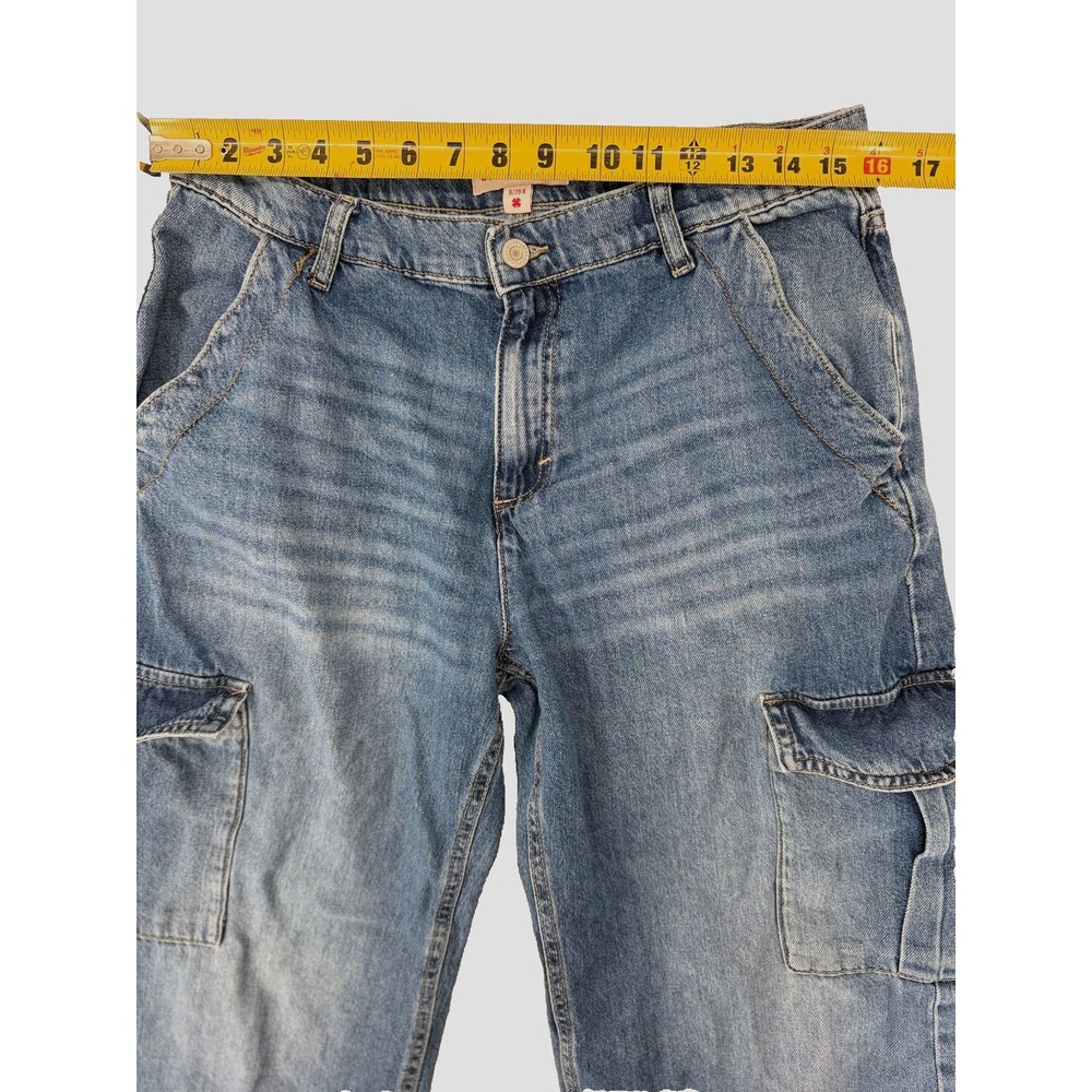 Lucky Brand Women Jeans 8 29R Blue Denim High Rise Wide Leg Utility Cargo Pants - Picture 5 of 8